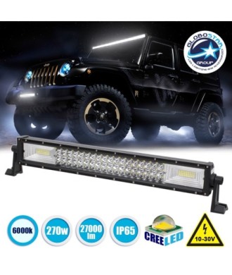 GloboStar® 85482 PRO Series Μπάρα Ίσια - Straight TRI-ROW 7D για Αυτοκίνητα & Φορτηγά LED CREE XBD 270W 27000lm 15° & 60° DC 10-30V Αδιάβροχη IP65 Ψυχρό Λευκό 6000K